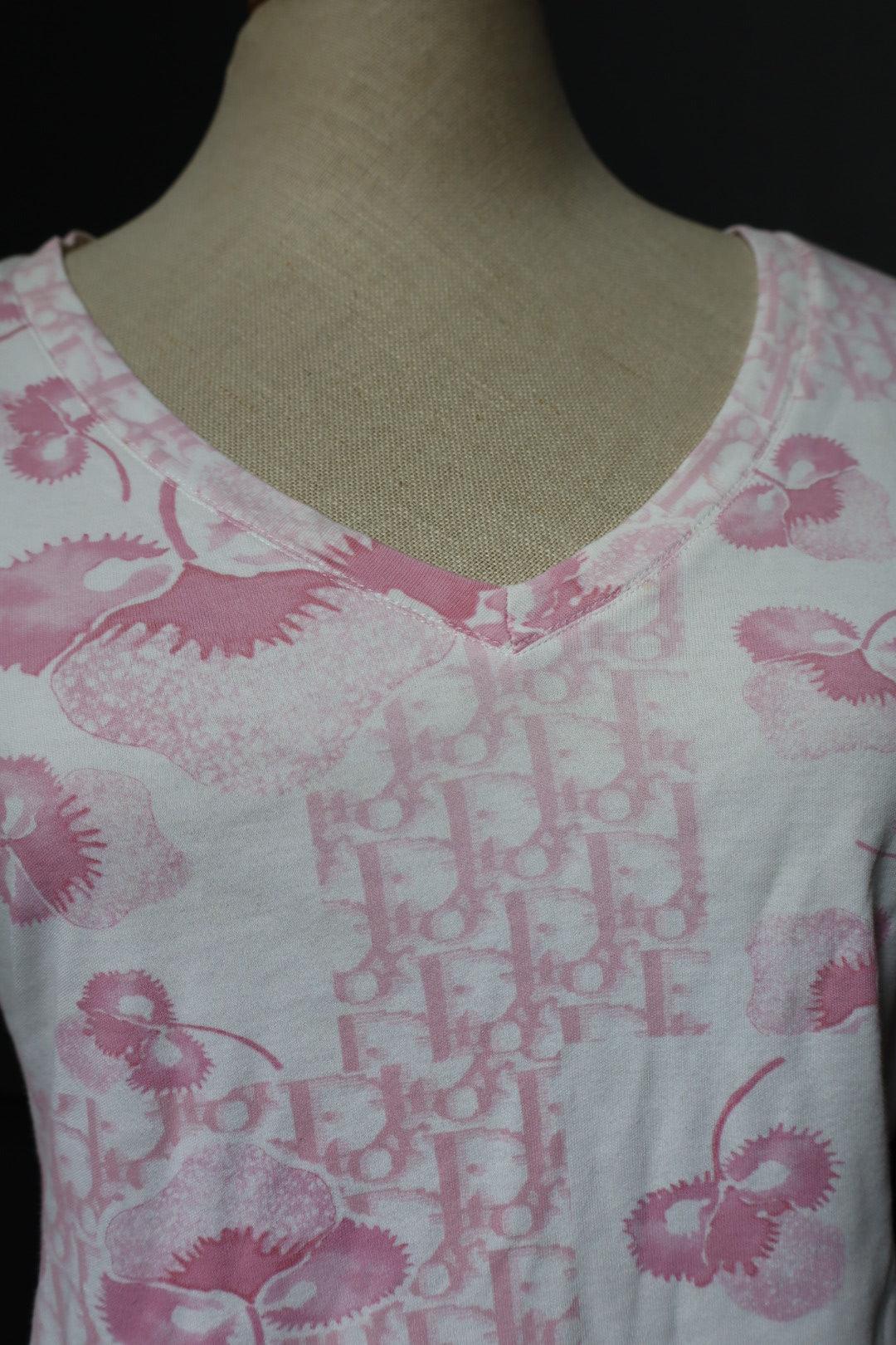 Dior by John Galliano S/S RTW 2004 girly collection T-shirt, pink cherryblossom oblique print size M/L
