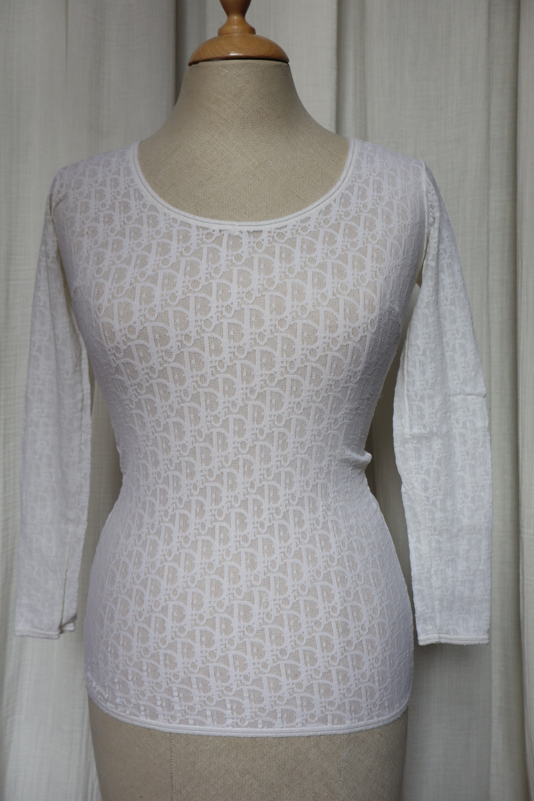 Dior oblique (monogram) print see-trough white T-shirt size S/M