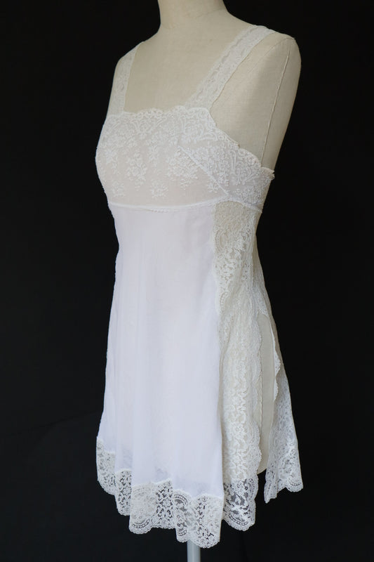 Christian Dior White see trough lacy slipdress size M