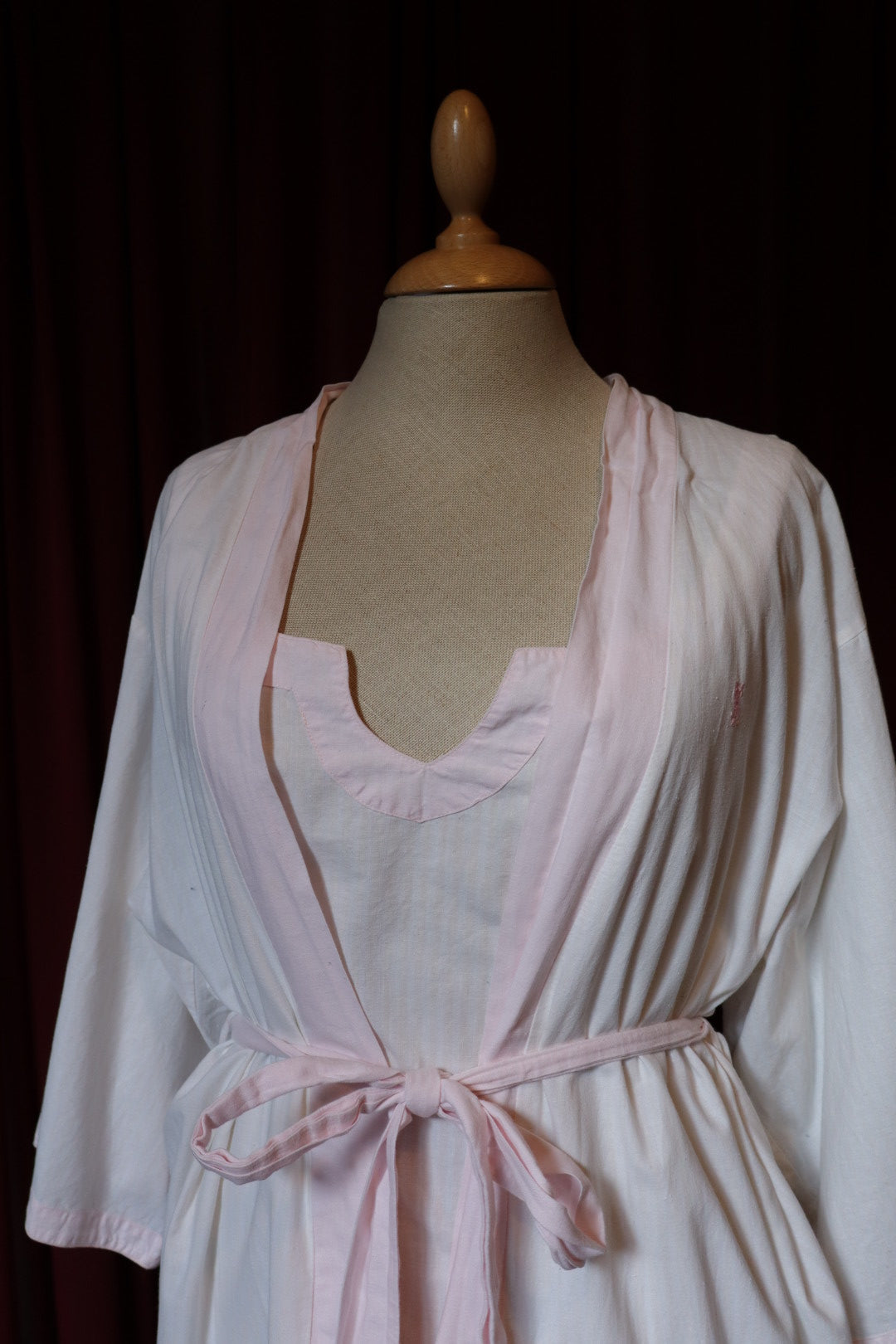 Yves Saint Laurent soft pink coton slipdress & robe set