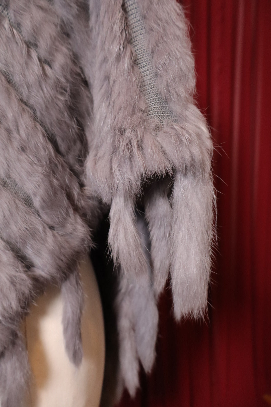Grey rabbit fur poncho