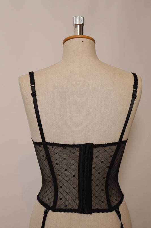 Black bustier with pink lace details size S