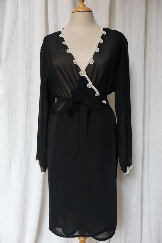 Black see trough dressing robe Darjeeling size M