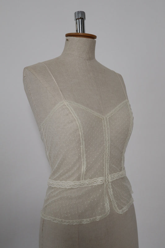 Transparent lingerie top size M with little polka dots