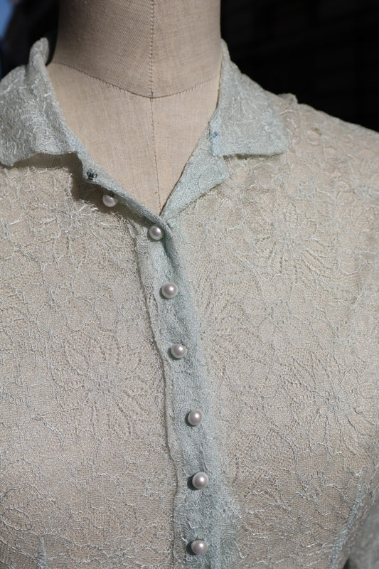 Lace light blue cardigan with pearl buttons size small
