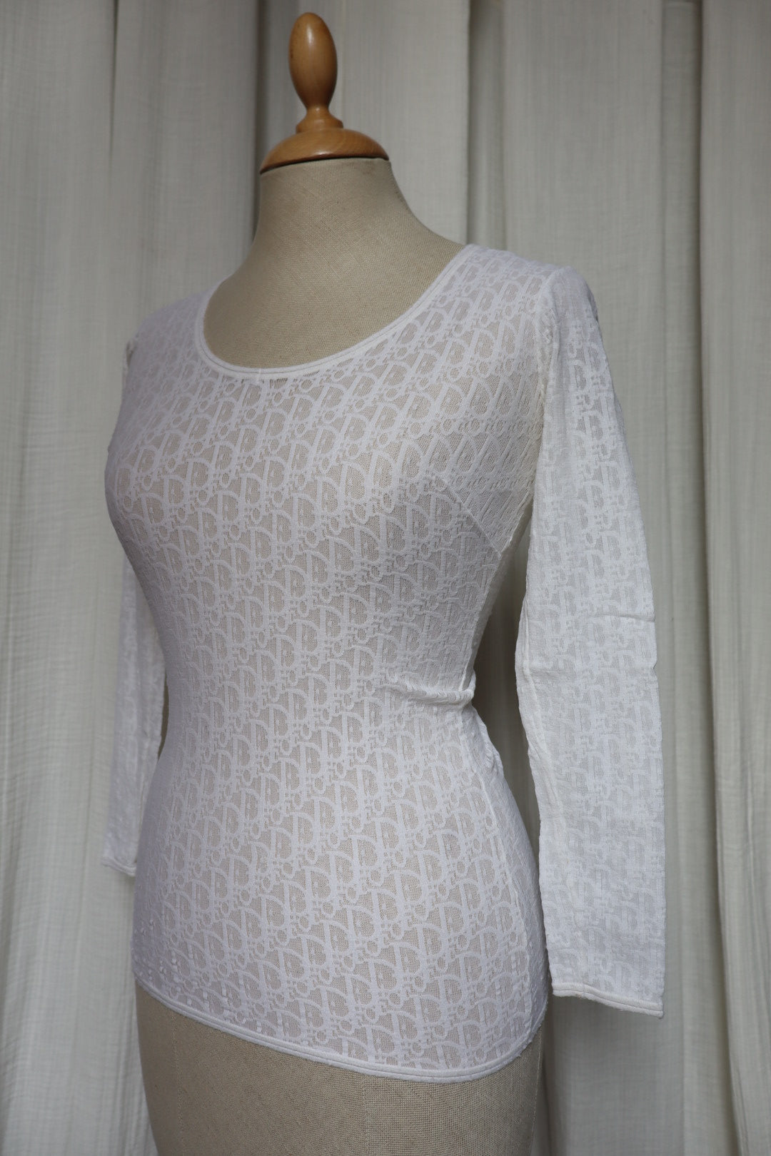 Dior oblique (monogram) print see-trough white T-shirt size S/M