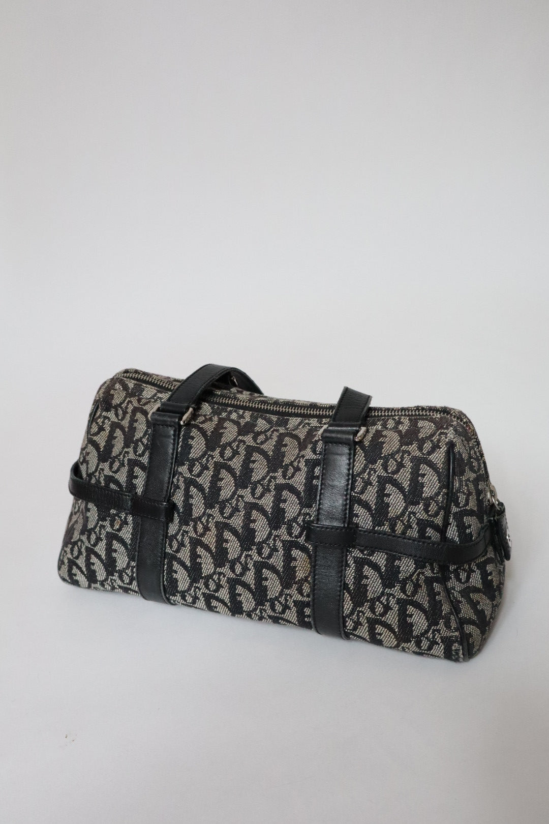 Dior F/W 2004 trotter spellout bag - grey & black oblique print diorissimo