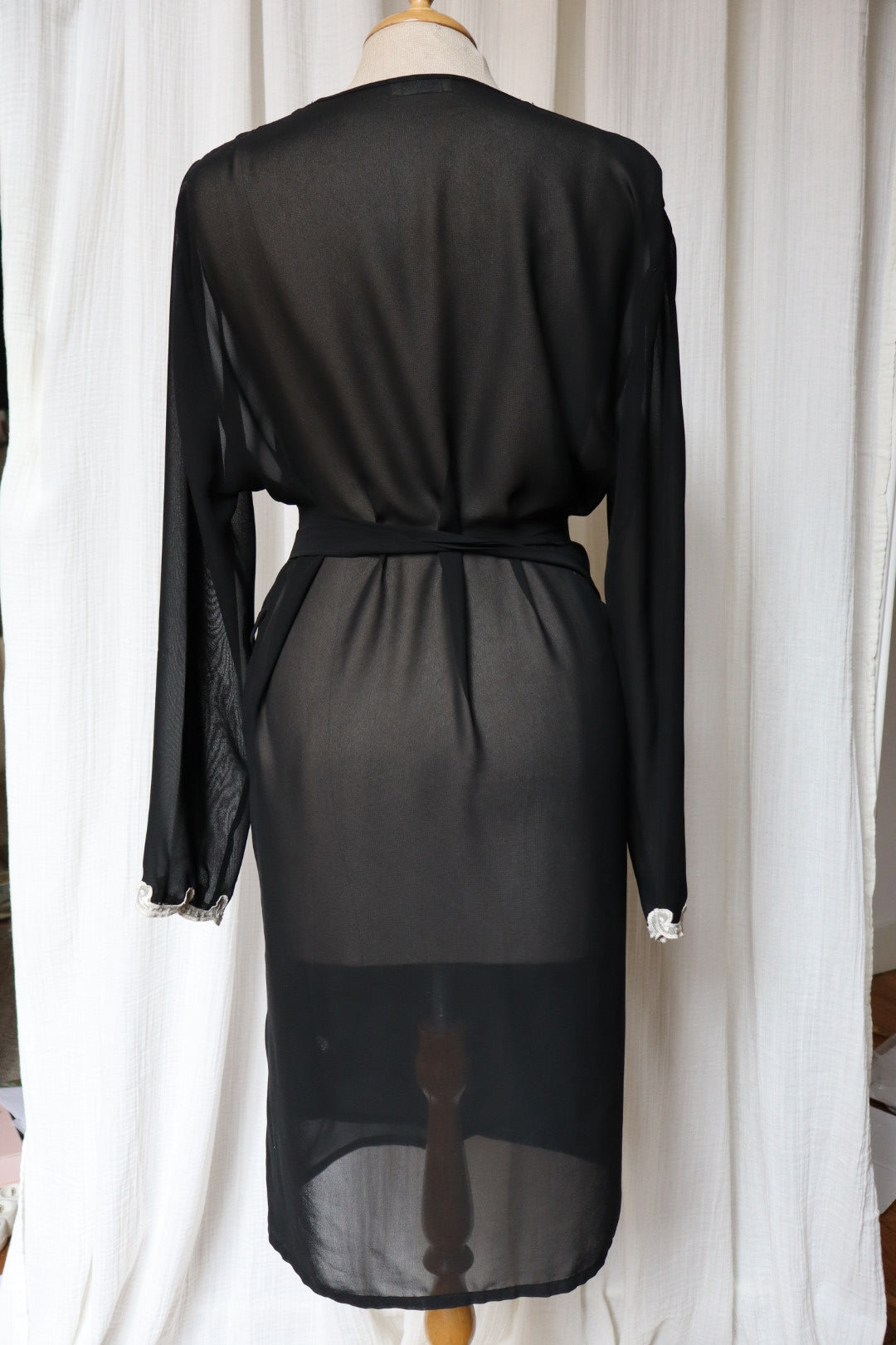 Black see trough dressing robe Darjeeling size M