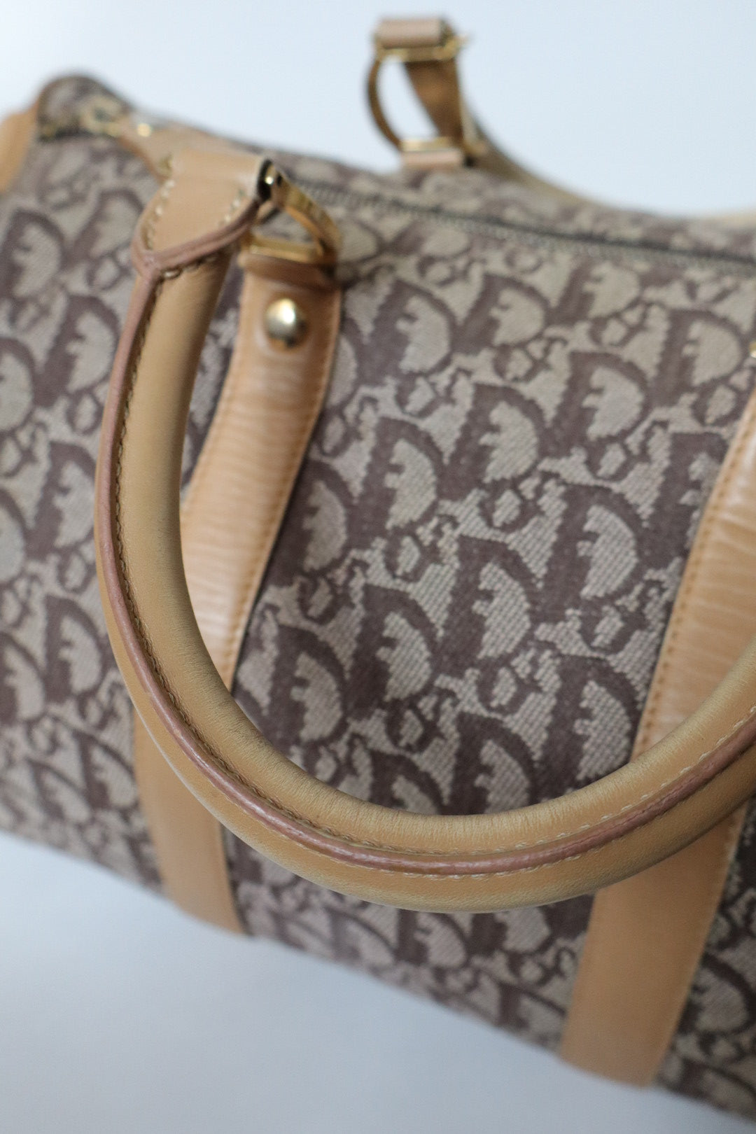 Dior brown monogram/oblique trotter Boston bag