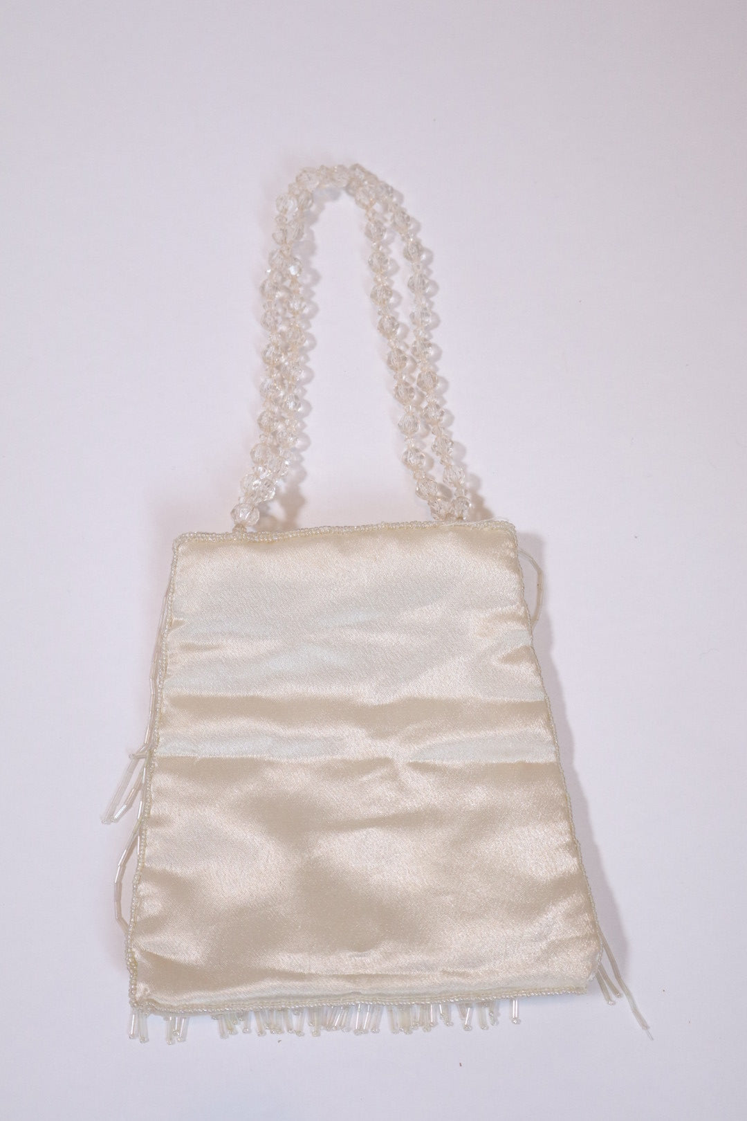 Crème beaded satin purse
