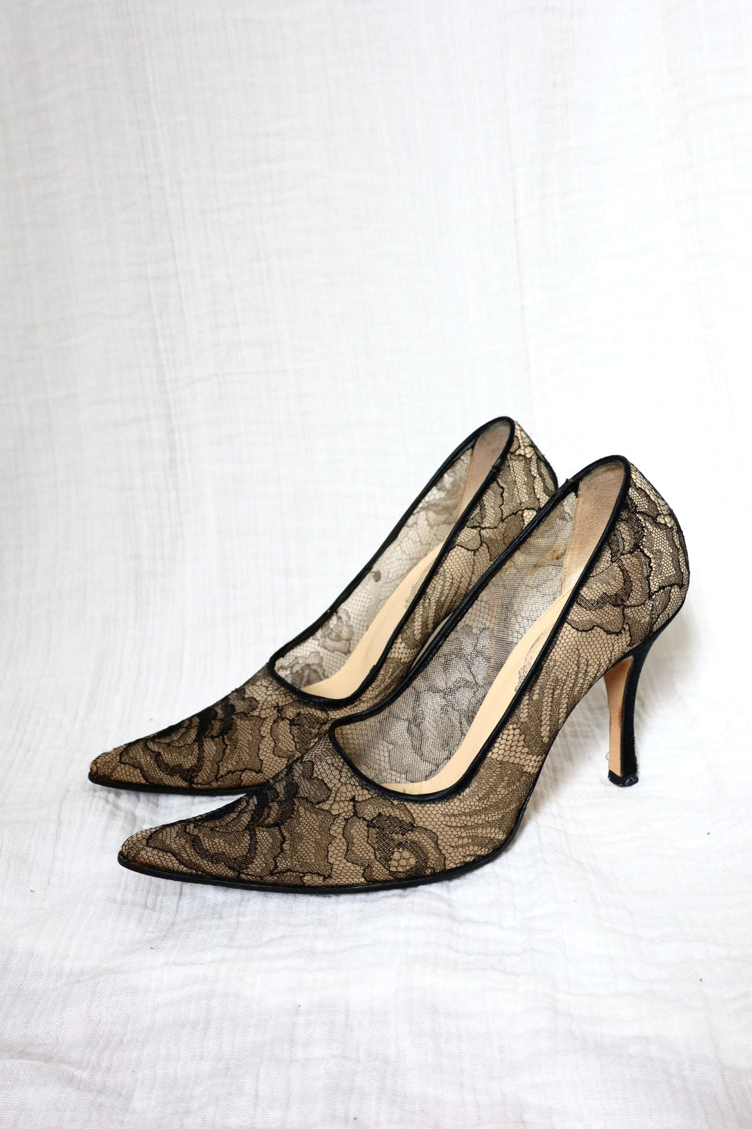 Rene Caovilla transparent lace heels size 38.5 (us 8)