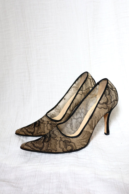 Rene Caovilla transparent lace heels size 38.5 (us 8)