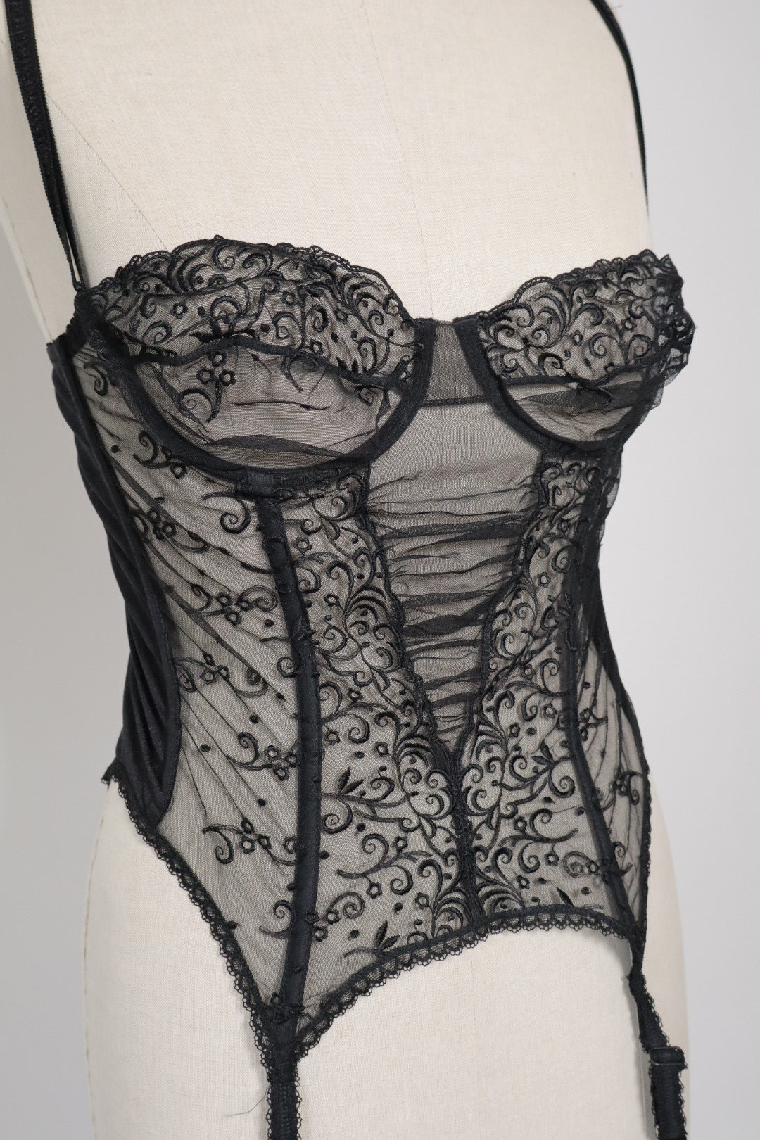 Black see trough lace bustier made in Italy size L