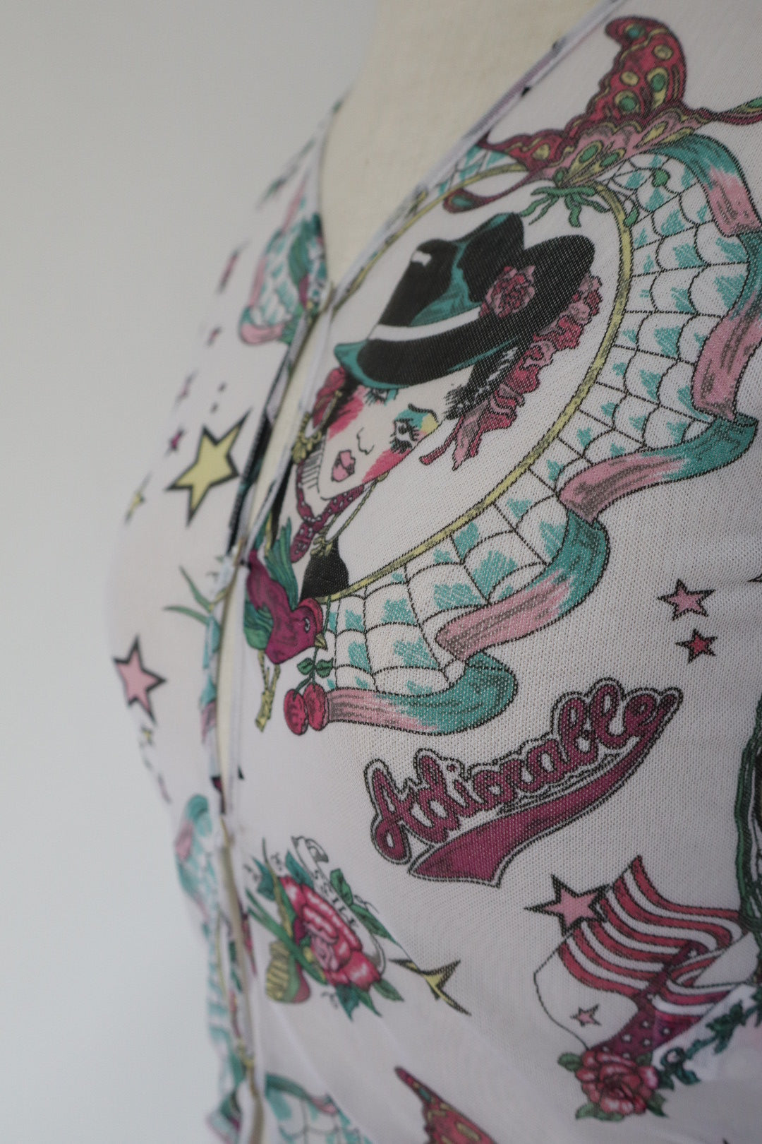 Dior by John Galliano S/S 2004 gypsy tattoo print see trough cardigan - size S up to L