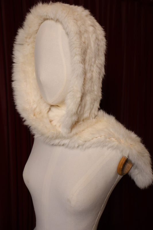 Long white rabbit fur shawl