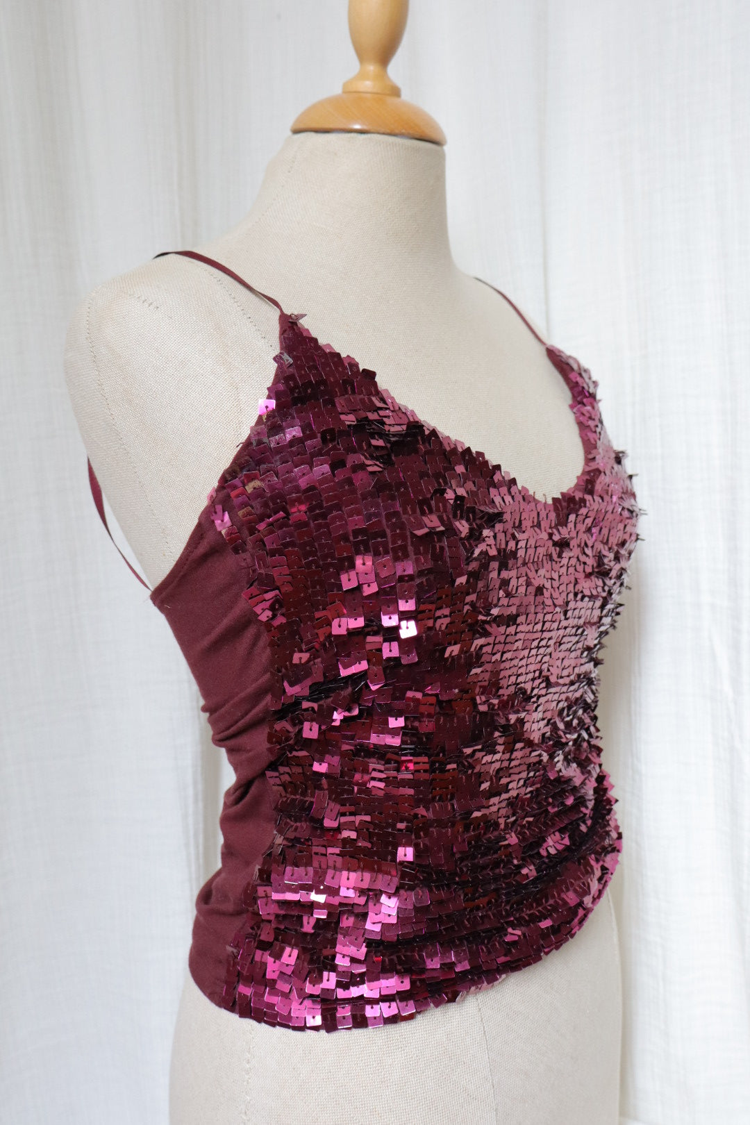 Burgundy Y2K sequin top size M