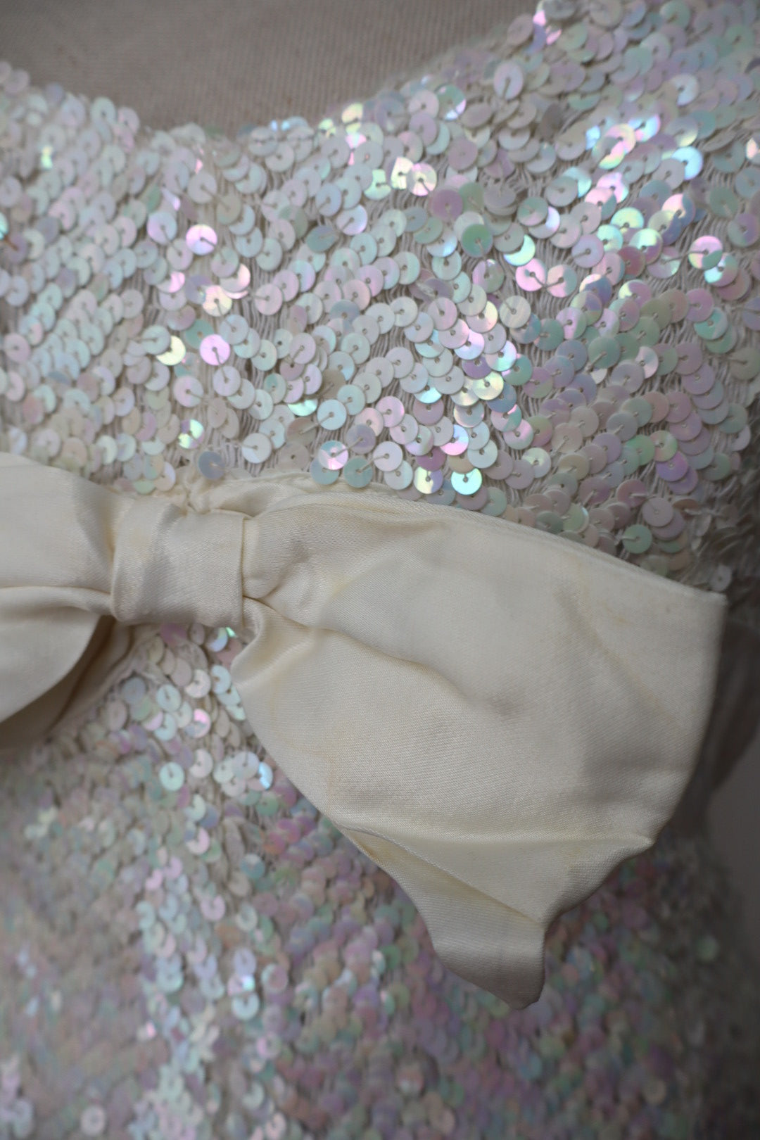 Handmade silk sequin bustier top with silk bow - size M
