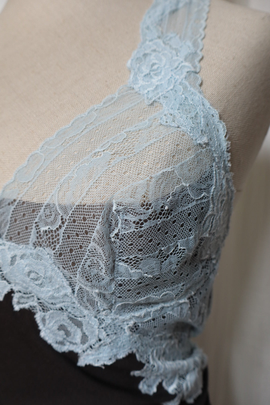 Paladini slipdress with soft blue lace front and open back, size M