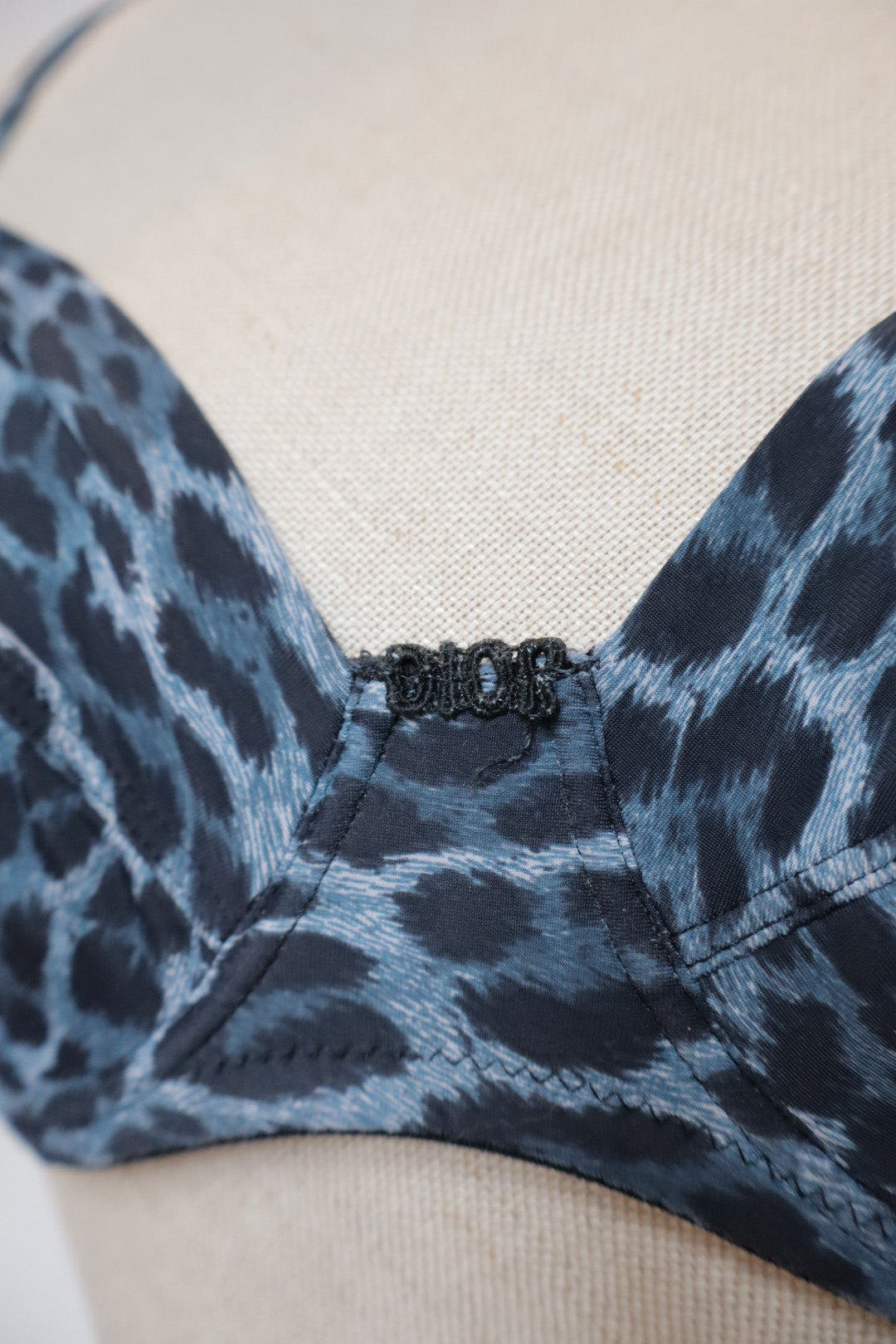 Dior navy&black leopard print bralette size EU80B/FR95B/US36B