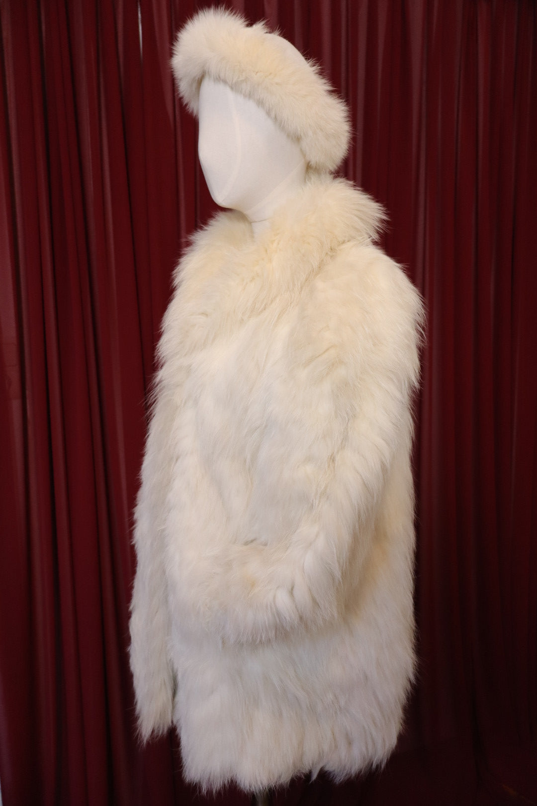 Luxurious white fox fur coat