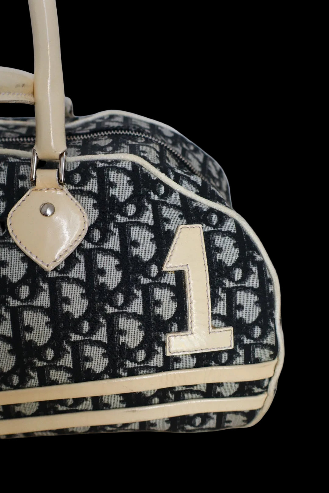 Christian Dior early 2000’s navy blue bowling bag with oblique print #1