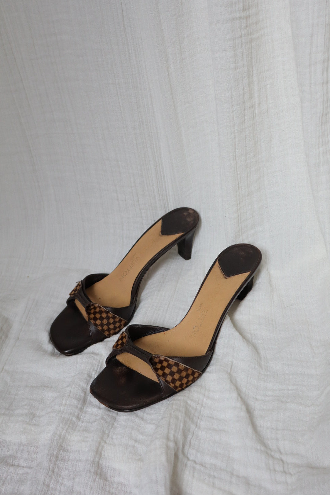 Louis Vuitton mules with ponyhair checkered pattern size 36 (us 5.5)