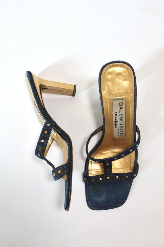 Balenciaga jeans heels with stud details and gold inside size 38