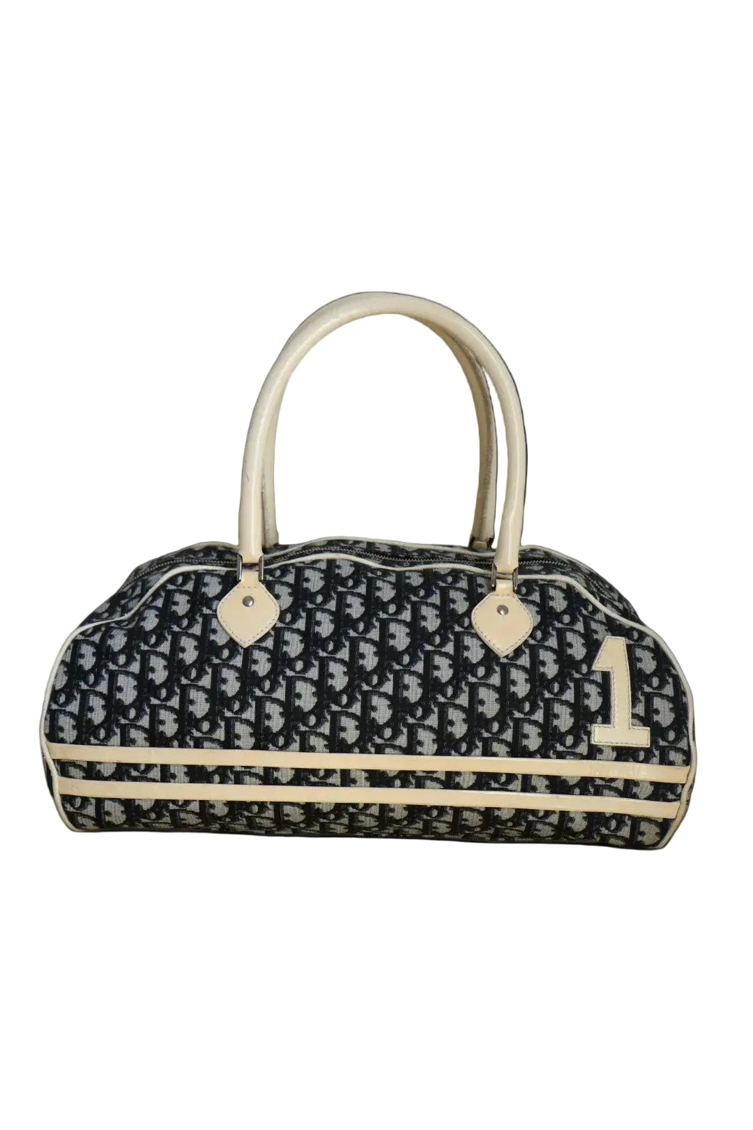 Christian Dior early 2000’s navy blue bowling bag with oblique print #1