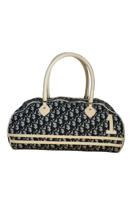 Christian Dior early 2000’s navy blue bowling bag with oblique print #1