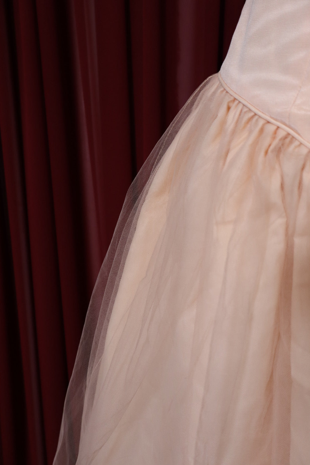 1955’s soft pink prom dress with basque waistline, size M