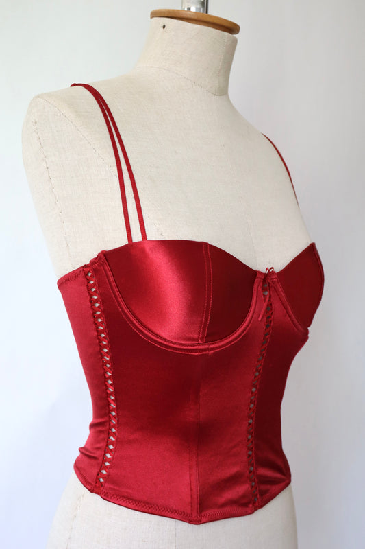 Red satin bustier size small - B cup