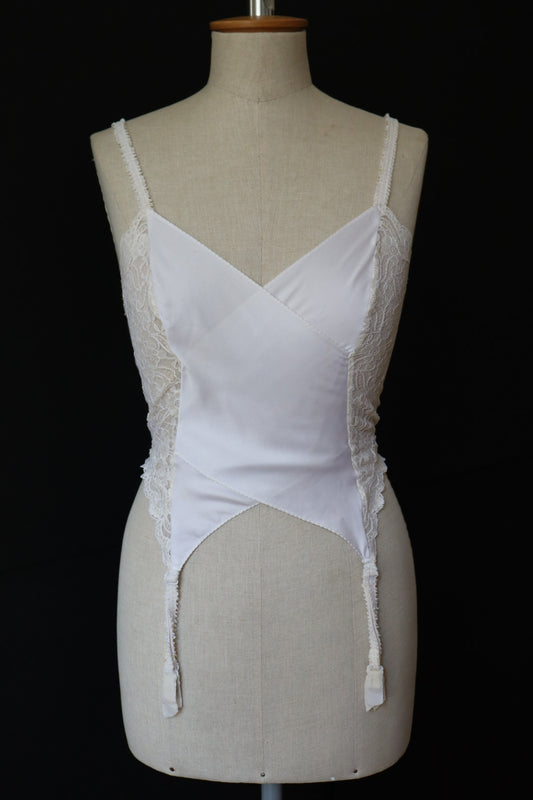 White Christian Dior bustier / top satin with lace sides size Medium