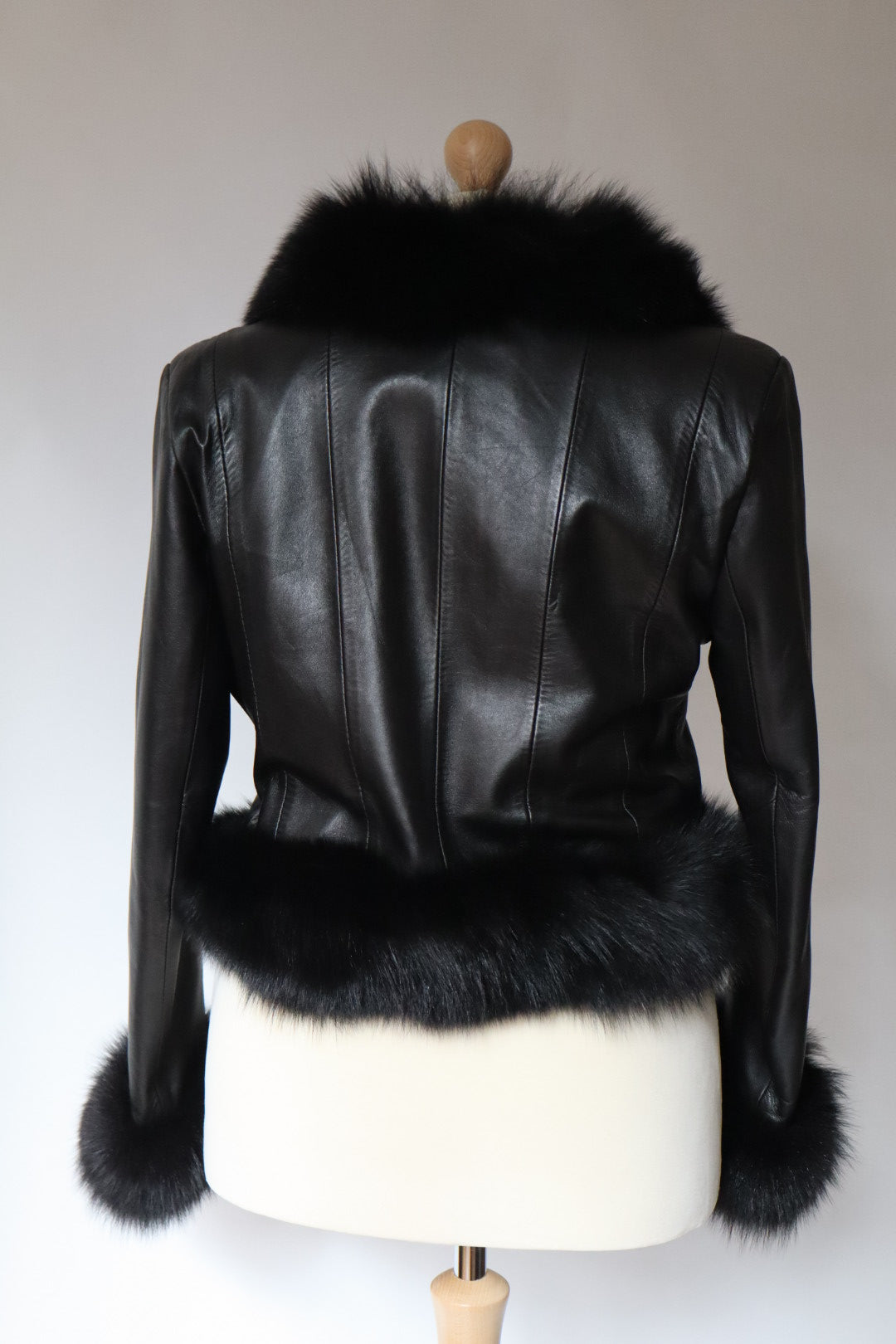 Genuine leather and fur jacket, size XL