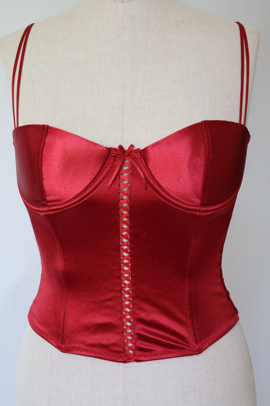 Red satin bustier size small - B cup