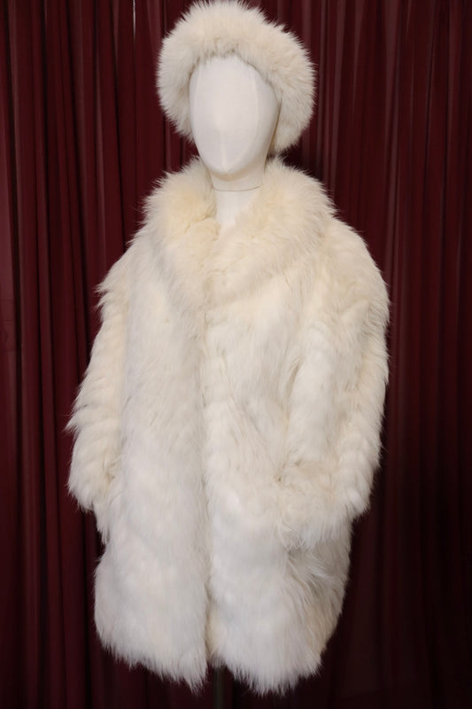 Luxurious white fox fur coat