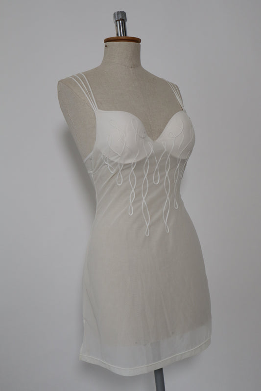 White see trough slipdress with cups size 36B/EU80B/FR95B