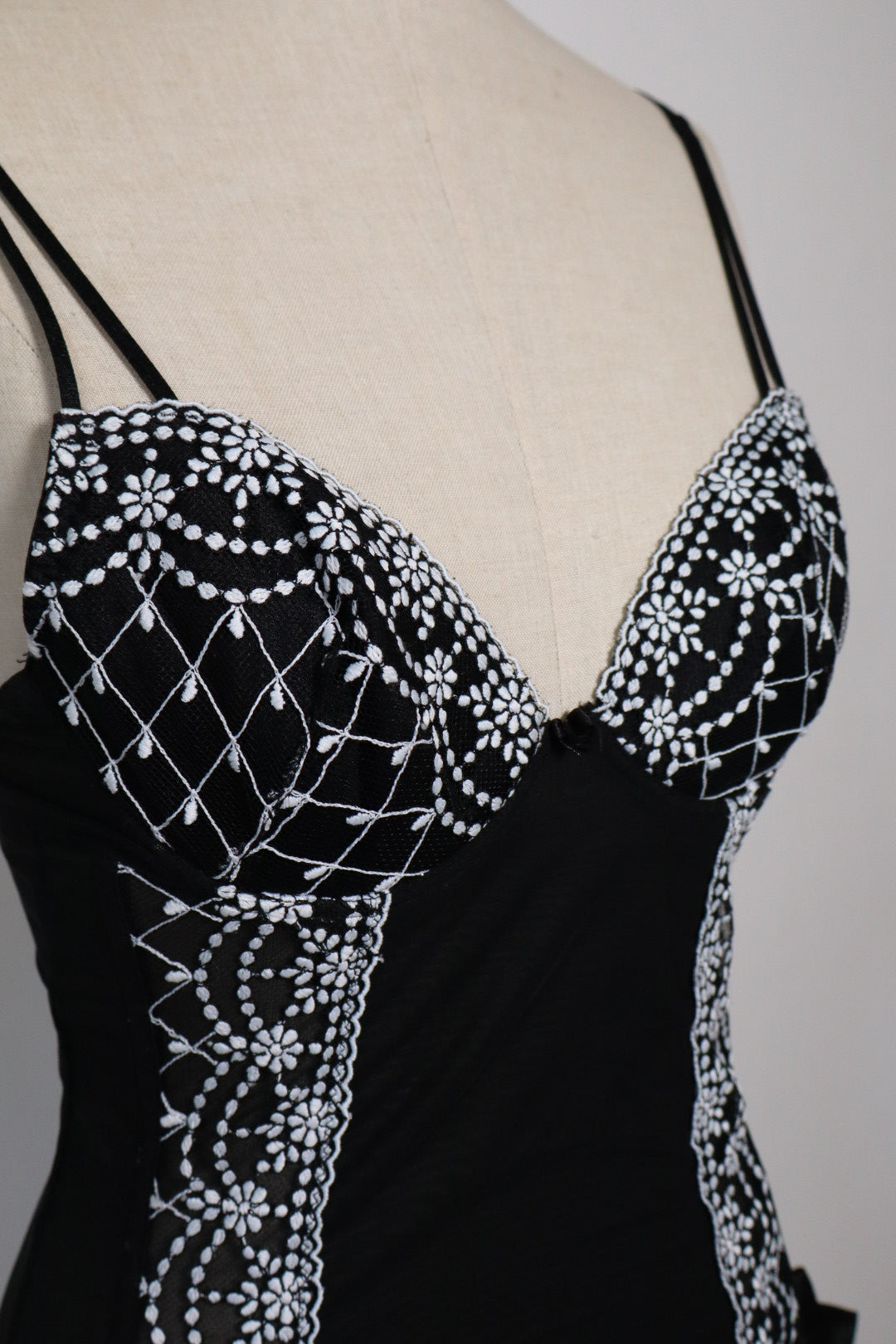 Black babydoll with white lace details size M