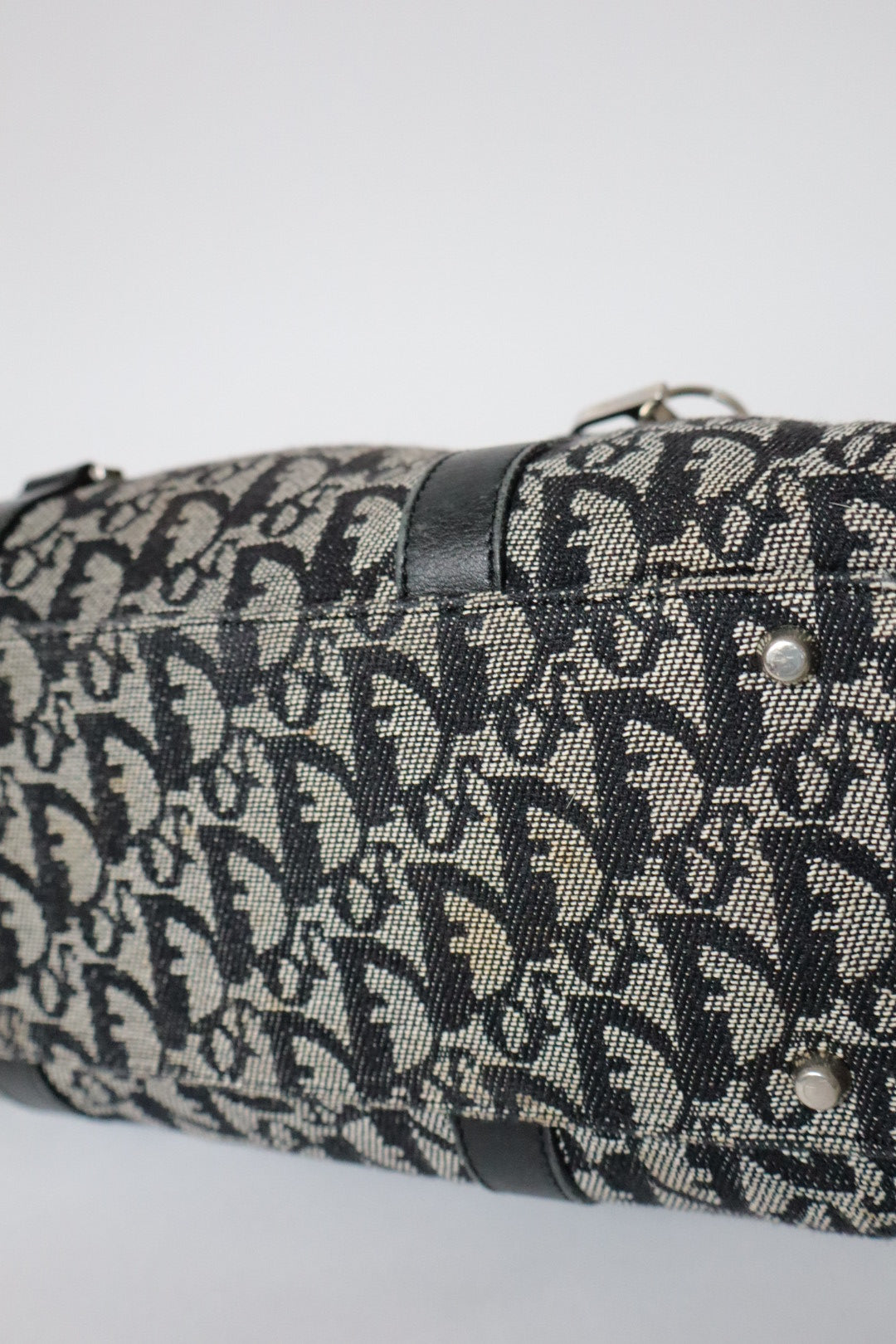 Dior F/W 2004 trotter spellout bag - grey & black oblique print diorissimo