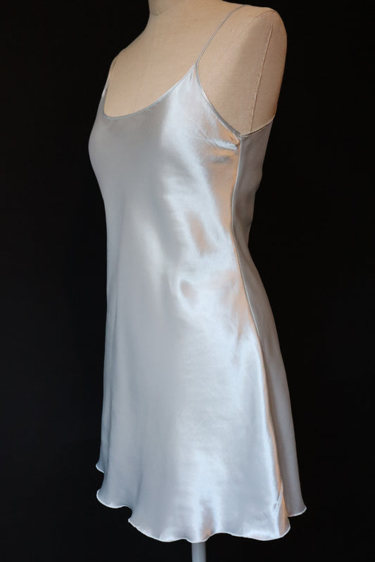 Very light blue 1990’s satin slipdress size S