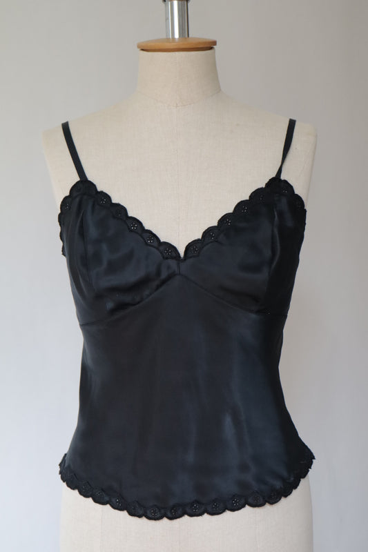 Christian Dior black satin top size medium