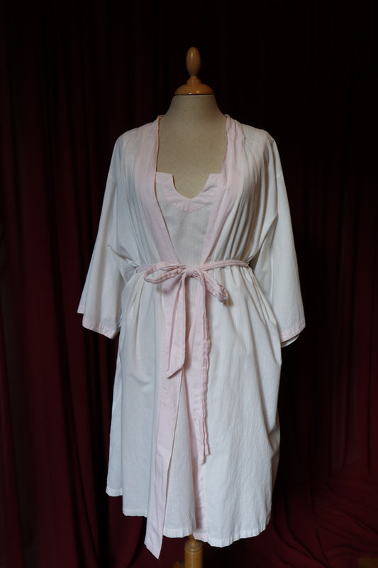 Yves Saint Laurent soft pink coton slipdress & robe set