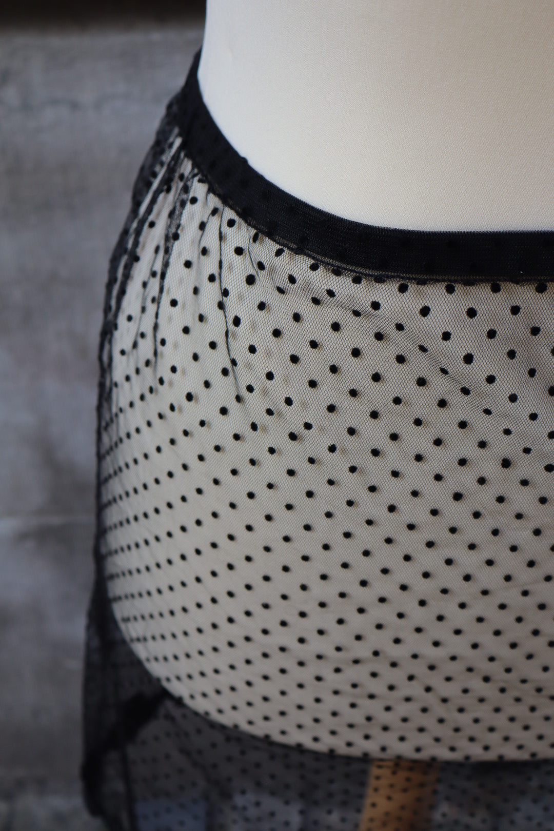 See trough mesh skirt with polka dots (tulle plumetis) - size L / XL