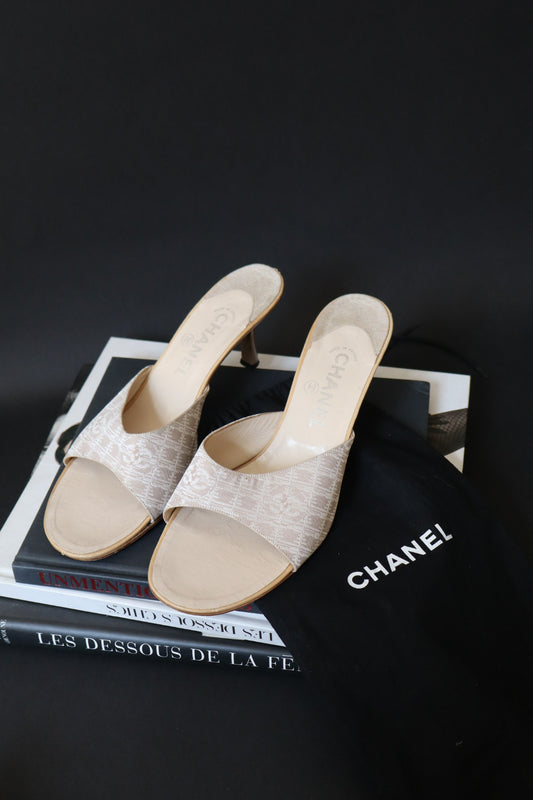 Chanel travel line mules size it 39.5 / us 8.5