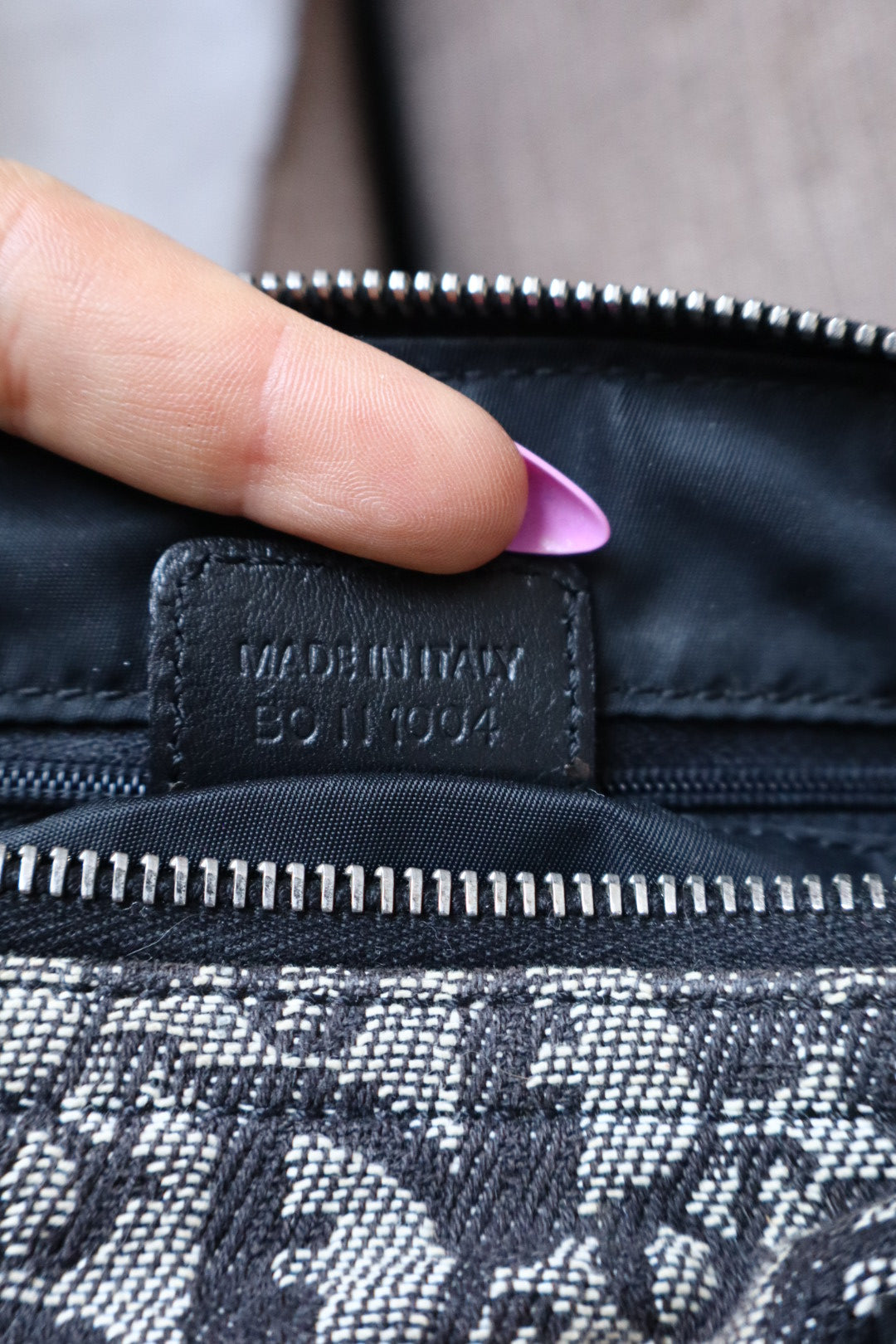 Dior F/W 2004 trotter spellout bag - grey & black oblique print diorissimo