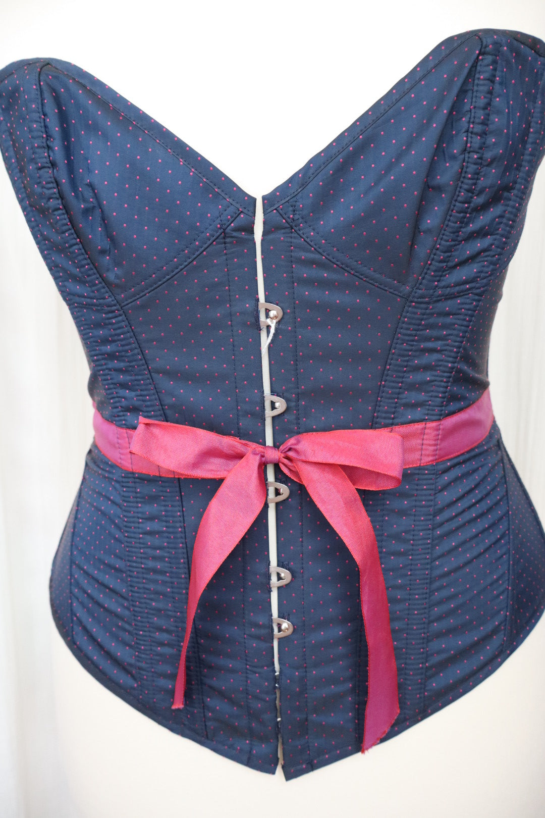 Corset Agent Provocateur dark marine blue with pink polkadots size L