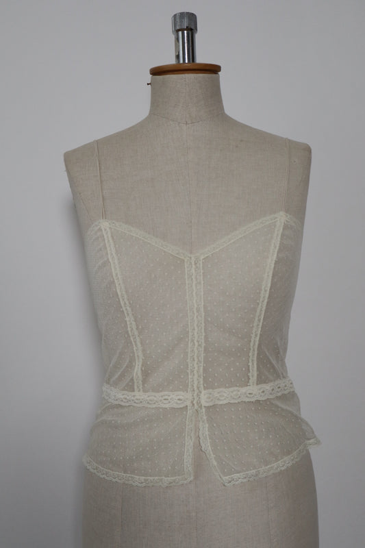 Transparent lingerie top size M with little polka dots