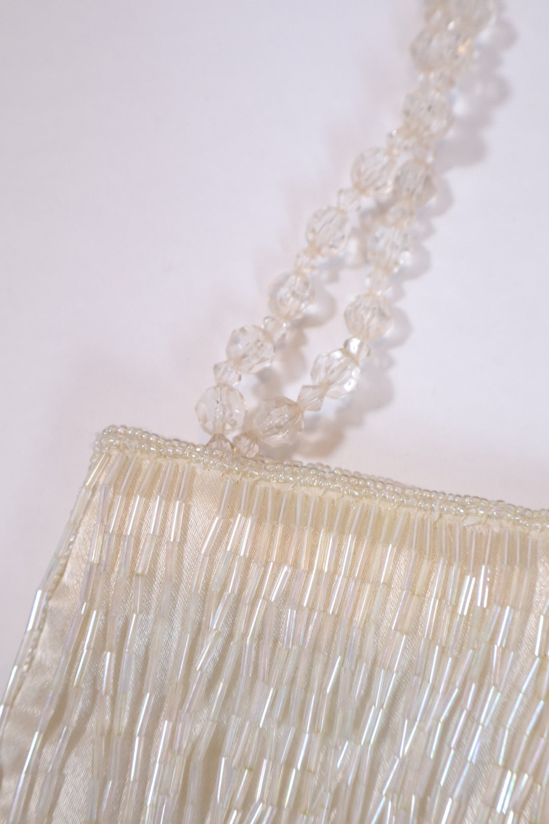 Crème beaded satin purse