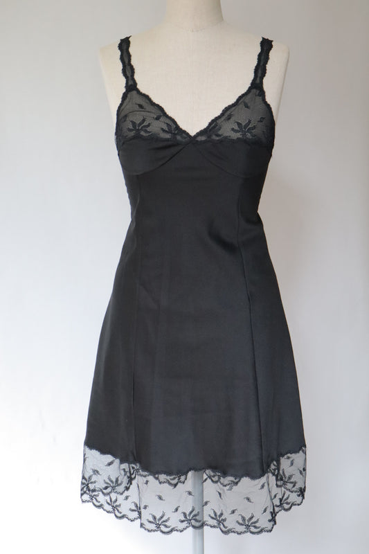 Christian Dior black slipdress with lace details size Large / extra large