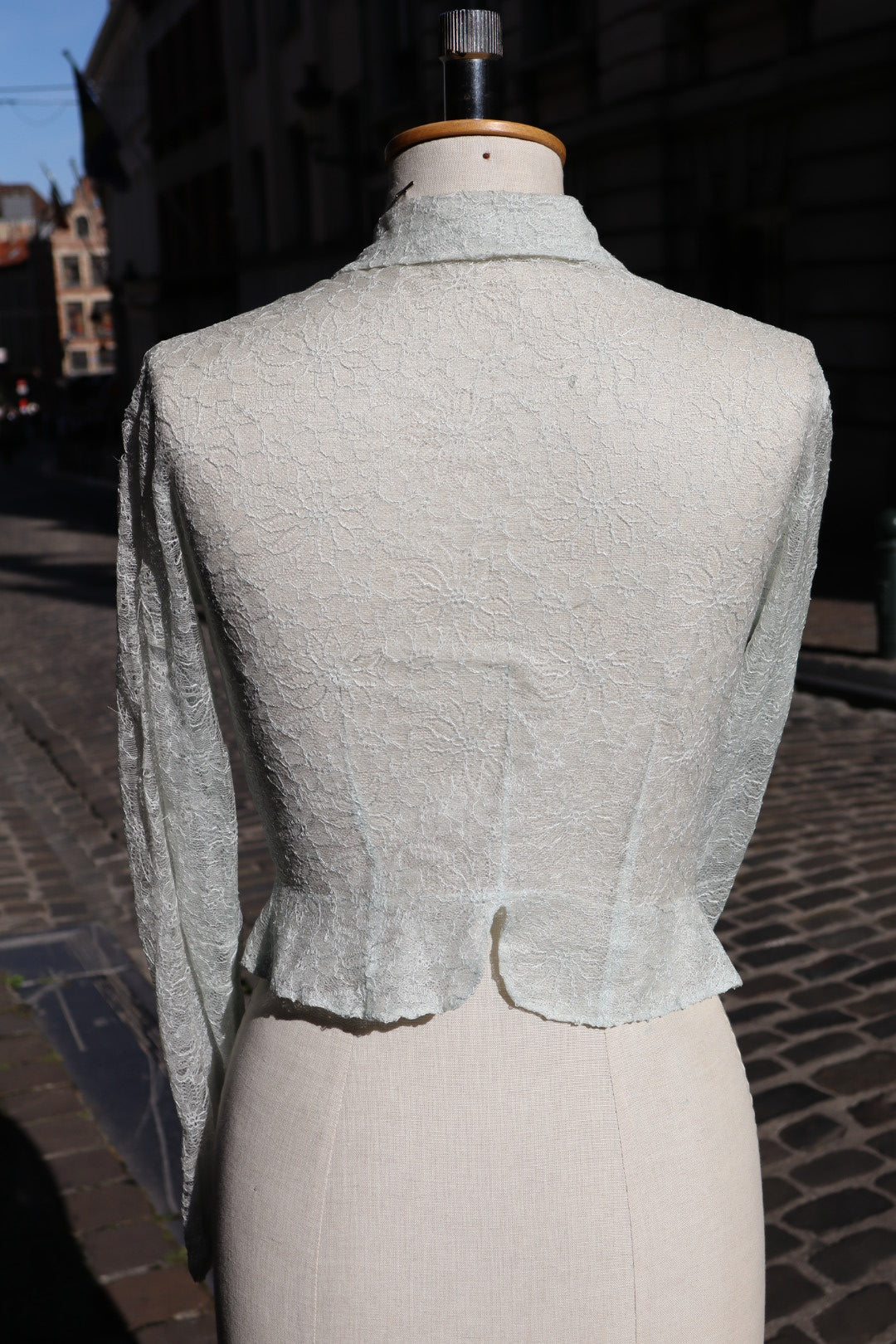 Lace light blue cardigan with pearl buttons size small