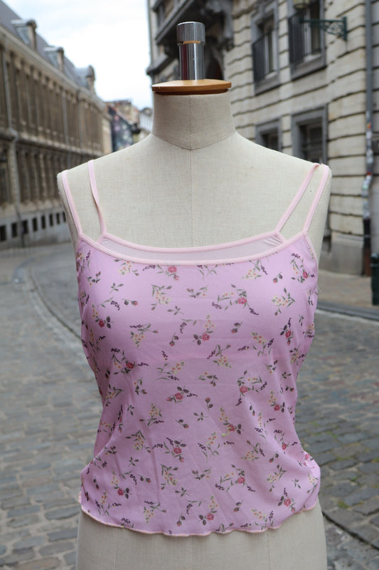 Floral pink cami top size S